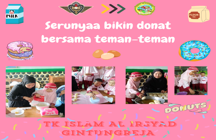 Serunyaa membuat donat bersama teman-teman 