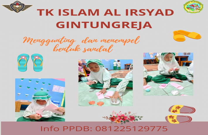 Menggunting dan menempel bentuk sandal