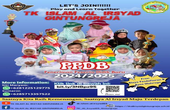 Kabar Gembira PPDB TK ISLAM AL IRSYAD sudah dibuka